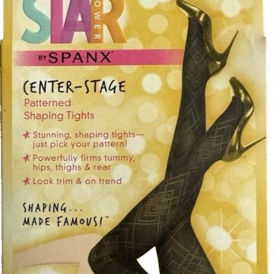 Star Power by Spanx Shaping Tights Black Diamond Daze Patterned Women's  Size C